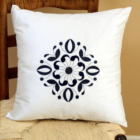 Blue and White Pillow Cover