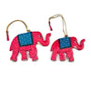 Hand Painted Wooden Elephant Holiday Ornaments
