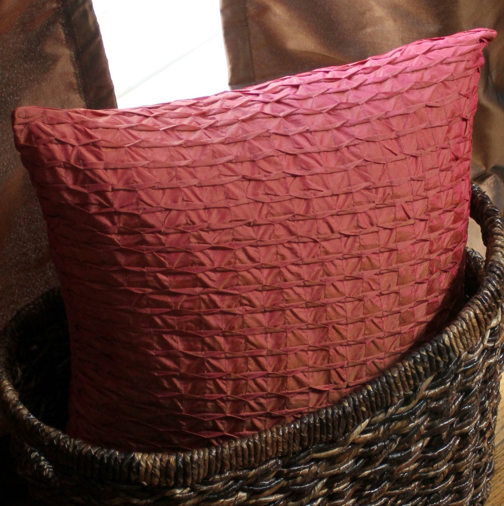 Ruched Pink Pillow Cover