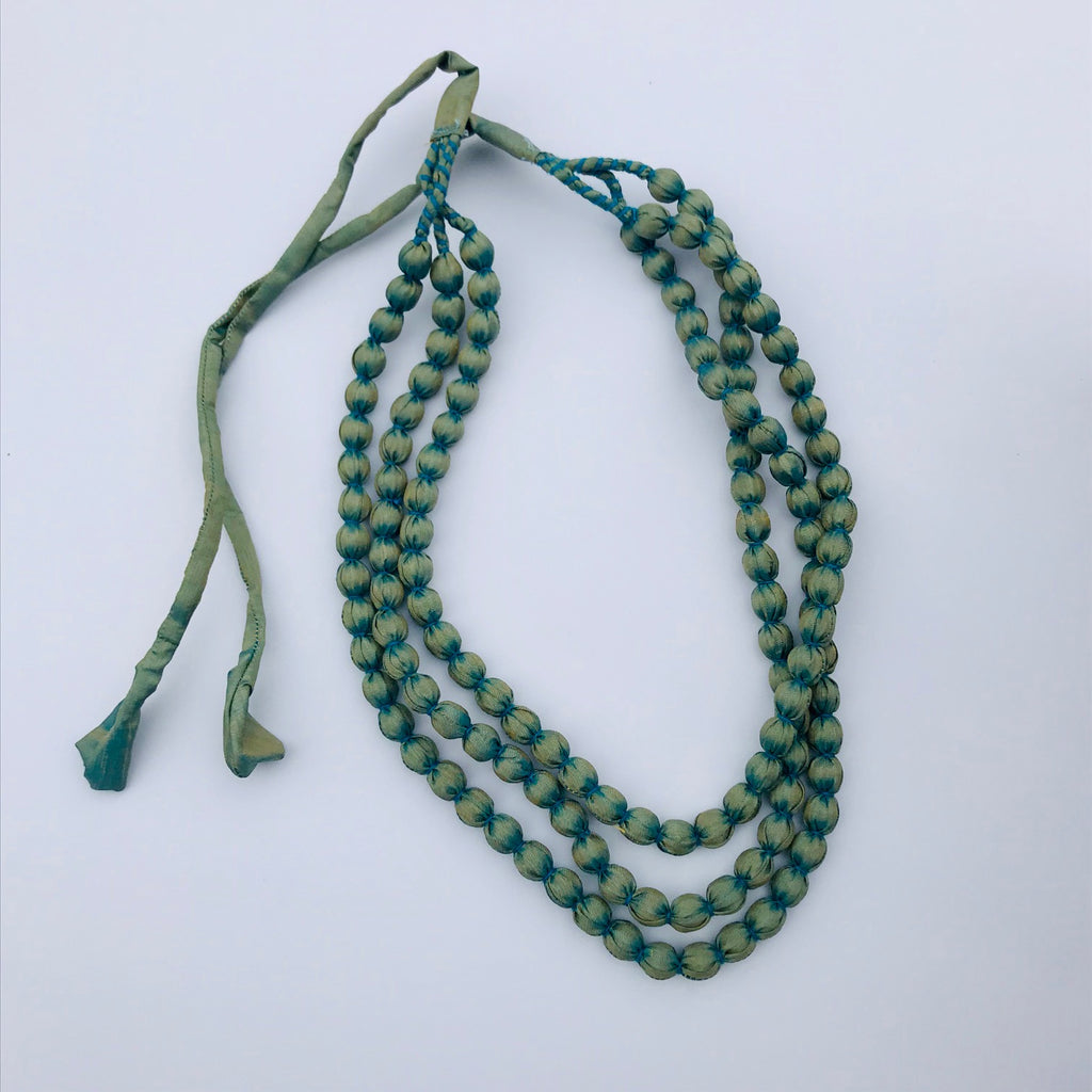 Silk Fabric Bead Statement Necklace