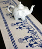 Blue and White Block Print Boho Table Runner