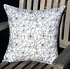 Grey and White Embroidered Cotton Pillow Cover