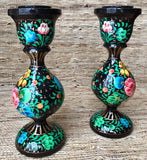 Hand Painted Paper Mache Candleholders