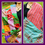 Reversible Silk Patchwork Kantha Stole