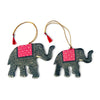 Hand Painted Wooden Elephant Holiday Ornaments