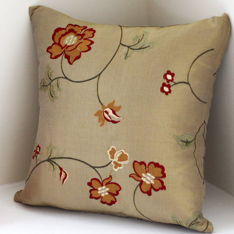 Gold Embroidered Silk Pillow Cover