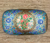 Blue and Gold Floral Paper Mache Jewelry and Trinket Box