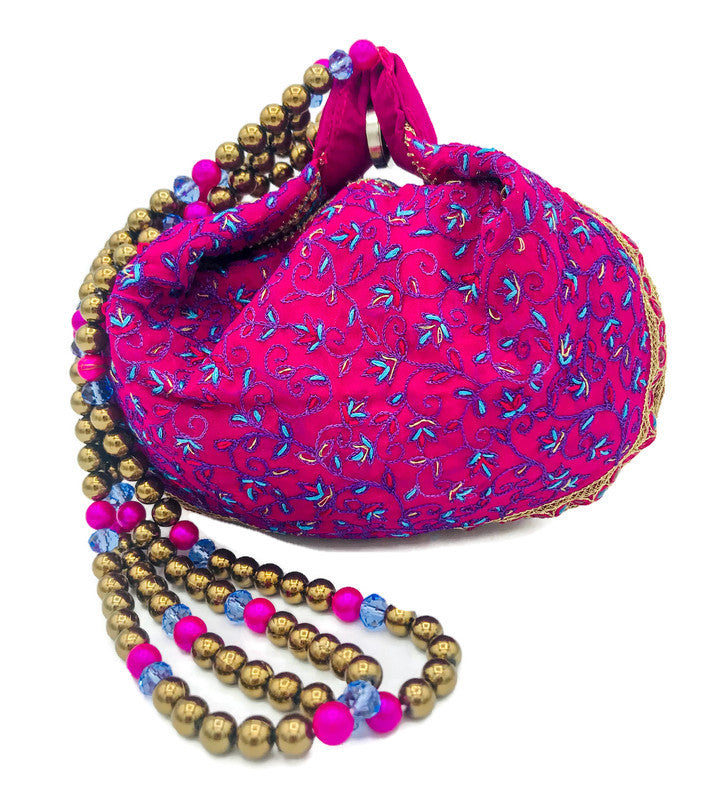 Embroidered Silk Potli Purse