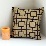 Black and Gold Geometric Print Silk Pillow Cover