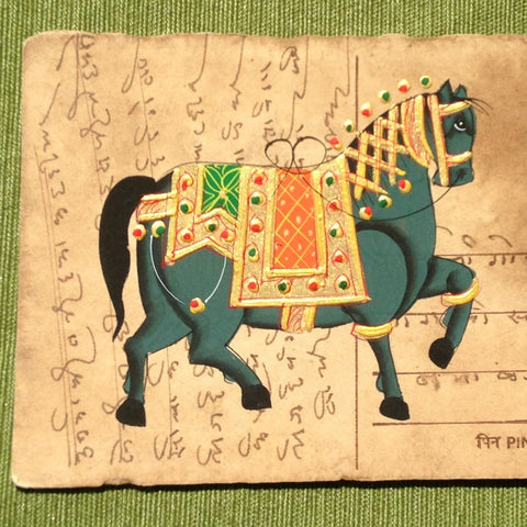 Vintage Postcard Painting with Horse