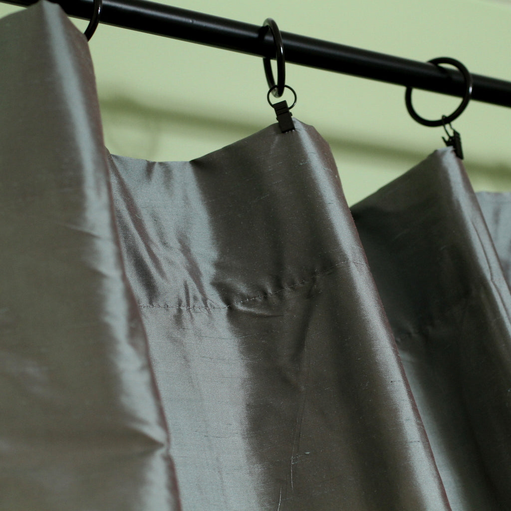 Grey dupioni silk curtains