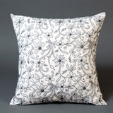 Grey and White Embroidered Cotton Pillow Cover