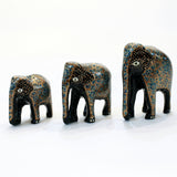Blue and Gold Paper Mache Elephants