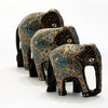 Blue and Gold Paper Mache Elephants