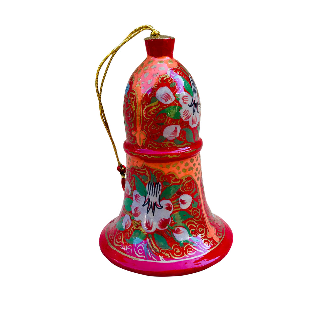 Hand Painted Paper Mache Bell Holiday Ornaments