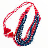 Red White and Blue Cotton Fabric Bead Statement Necklace