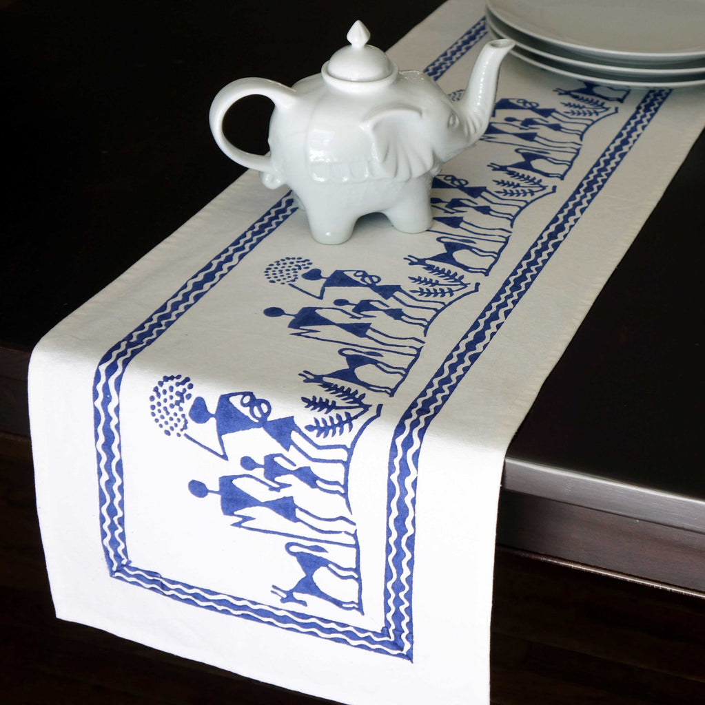 Block print table runner