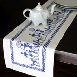 Blue and White Block Print Boho Table Runner