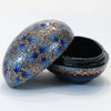Blue and Gold Egg Shaped Paper Mache Box
