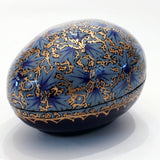 Blue and Gold Egg Shaped Paper Mache Box
